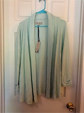 Light Mint Green Open Front Cardigan SZ L - NWT